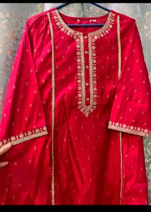 Red Embroidered Kurti
