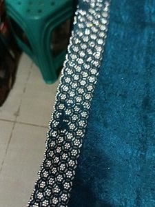Teal Blue Saree with Silver Border(Marginal Issue)