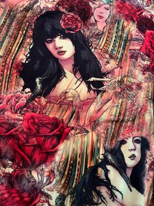 Beautiful women faces printed top
