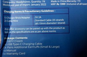 Defy CrestX Bluetooth Neckband | 16 Hrs Playback