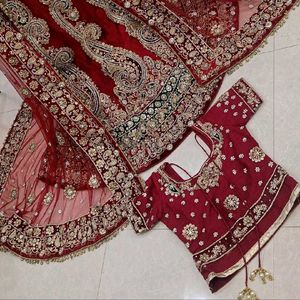 Bridal Lehenga Choli - Red &amp; Gold