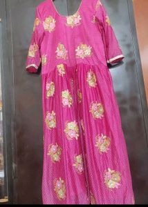 Rose  Color Ethnic Anarkali Gown For 42 Bust