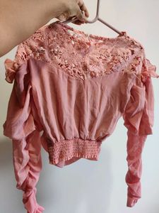 Pink Lace Detail Top