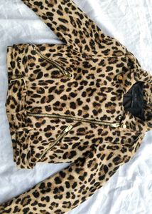 brand new (zara)leopard print biker jacket