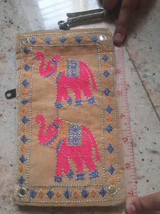 Unused Velvety Soft Elephant Emroidry Mobile Pouch