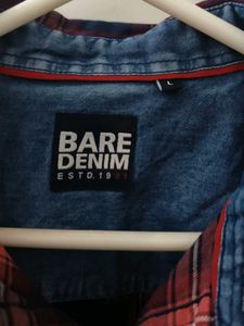 Mens Red Navy Blue Check Shirt