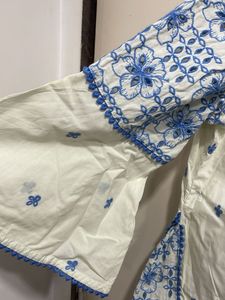 Embroidered White Button-Down Shirt