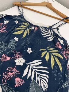 Floral Print Cami Top with Lace Trim