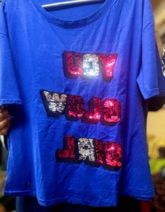 Royal Blue Sequin Graphic Tee