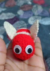 Cute Crochet Red Bee With Beautiful Eyes