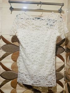 White Net Top Fully Worked