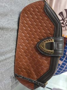 Brown Woven Clutch