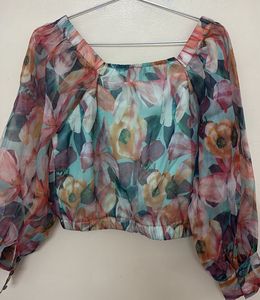 Floral Print Chiffon Top
