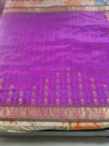 Purple and green kanchipuram Silk Saree