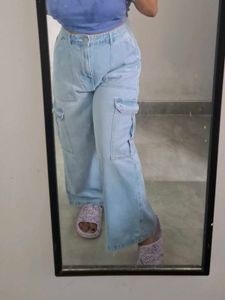 Light Wash Cargo Jeans