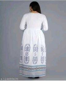 White Printed Anarkali Kurti Set
