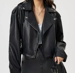 Stylish Black Faux Leather Biker Jacket