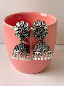 Silver Oxidised Jhumka