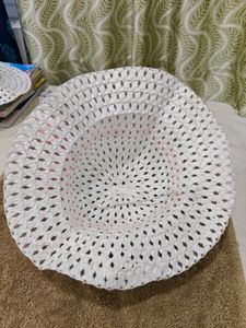 Stylish White Sun Hat with Pink Ribbon for Girls