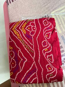 Red Bandhani Print Saree