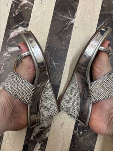 Elegant Silver Embellished Sandals