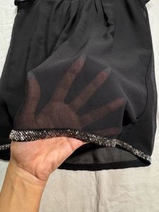 Embellished Mesh Black Blouse