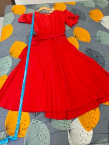 Red Frock With Black Accessories