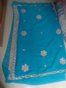 Elegant Blue Embellished Saree