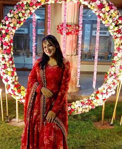 Red Floral Lehanga With Heavy Border Dupatta