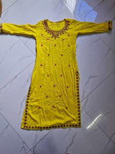 Beautiful Yellow Kurti For Women
