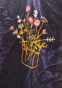 Navy Blue Embroidered Kurti
