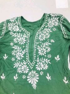 Olive Green Lucknawi Short Kurta