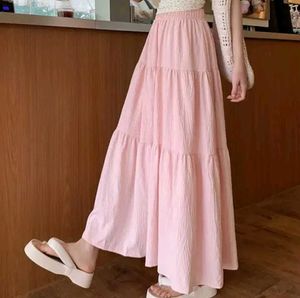 Pink Tiered Maxi Skirt