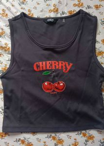 Cherry Graphic Crop Top