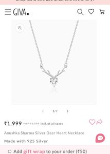 Giva Anushka Sharma Silver Deer Heart Necklace