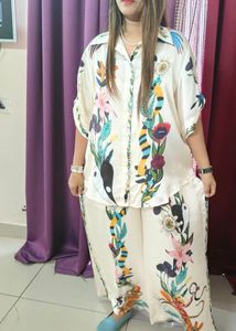 Abstract Print satin Cord Set