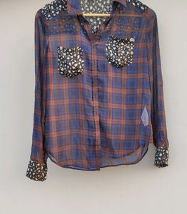 Plaid Print Three Quarter Shirt