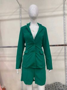 Green Blazer & Shorts Set