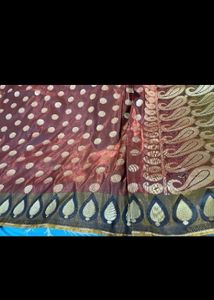 Burgundy Polka Dot Saree