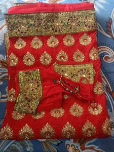 Elegant Red & Gold Sari
