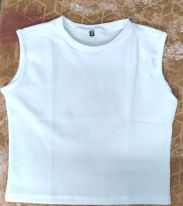 Sleeveless White Crop Top Size S