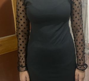 Black Polka Dot Mesh Dress