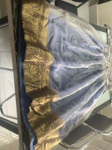 Blue Organza Ethnic Gown