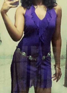 Purple Halter Bodycon Mini Dress