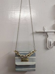 Striped Chain Handle Bag