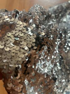 Pretty Sequin Bling Silver Party Shein Crop Top