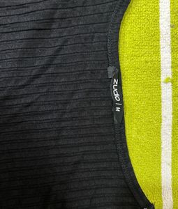 Black Ribbed V-Neck Top