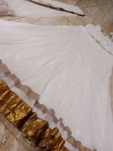 White Lehanga Set With Net Dupatta