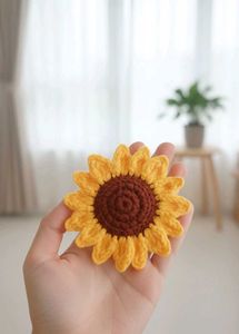 handmade Crochet Sunflower clip