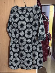 Patterned Black Kurta